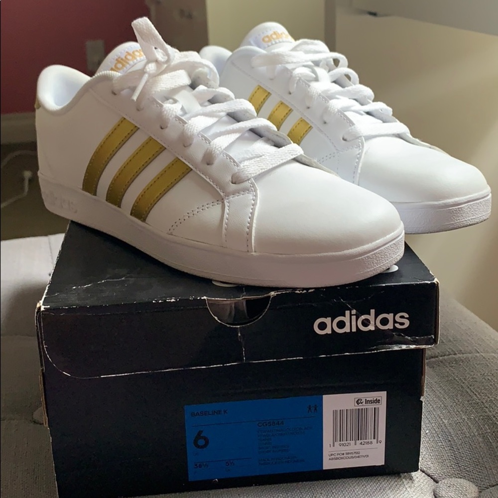 White & gold adidas